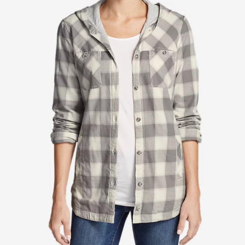 Hooded flannel shirt jacket